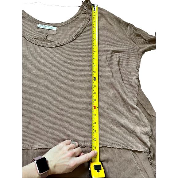 Free People We the Free Special Tee Medium Choco Latte Thermal Boho Oversized - Picture 4 of 13